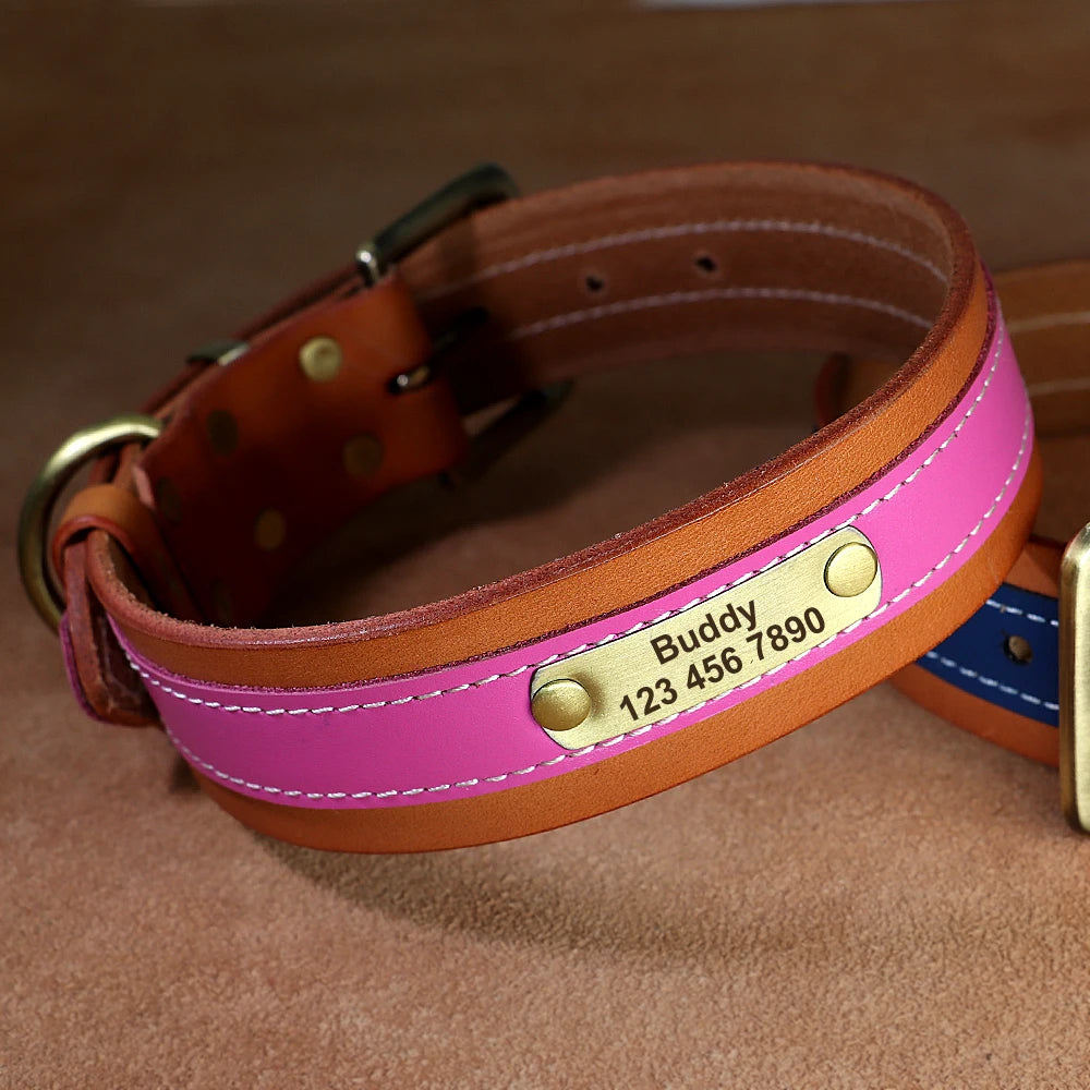 Hond Halsband Leer Zacht – Luxe en Gepersonaliseerde Hondenhalsband met Naam voor Grote Honden