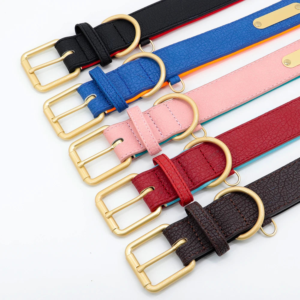 Luxe Gepersonaliseerde Leren Halsband – Comfort & Stijl