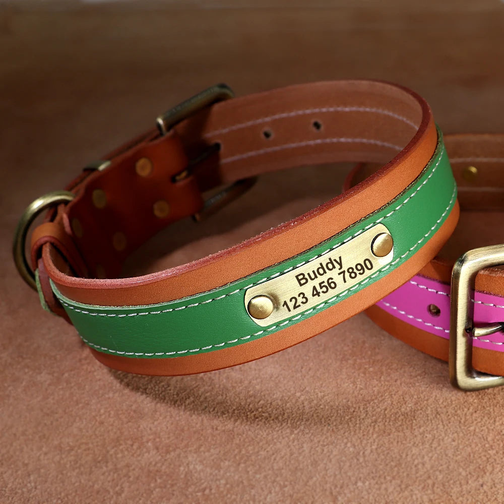 Hond Halsband Leer Zacht – Luxe en Gepersonaliseerde Hondenhalsband met Naam voor Grote Honden
