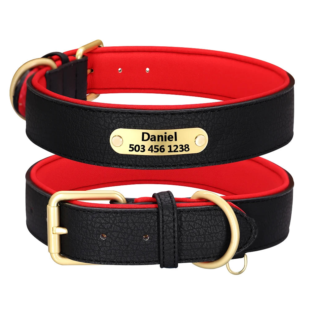 Luxe Gepersonaliseerde Leren Halsband – Comfort & Stijl