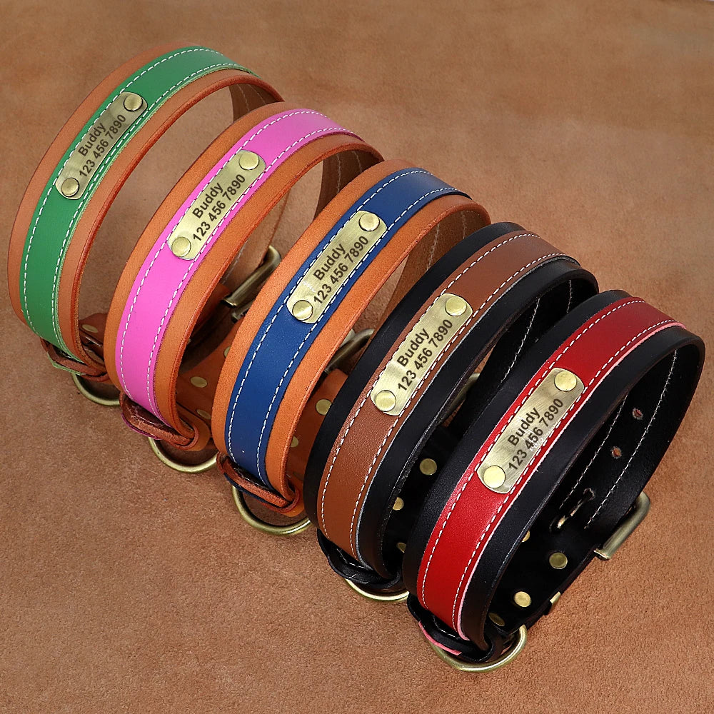 Hond Halsband Leer Zacht – Luxe en Gepersonaliseerde Hondenhalsband met Naam voor Grote Honden