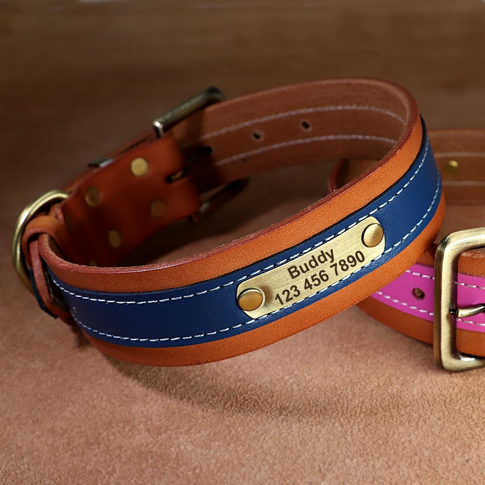 Hond Halsband Leer Zacht – Luxe en Gepersonaliseerde Hondenhalsband met Naam voor Grote Honden