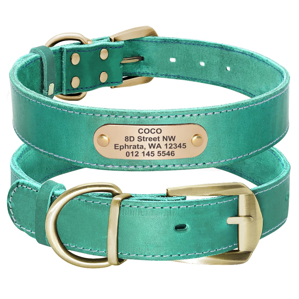 Hond Halsband Leer Gepersonaliseerd – Brede en Verstelbare Leren Hondenhalsband met Naam