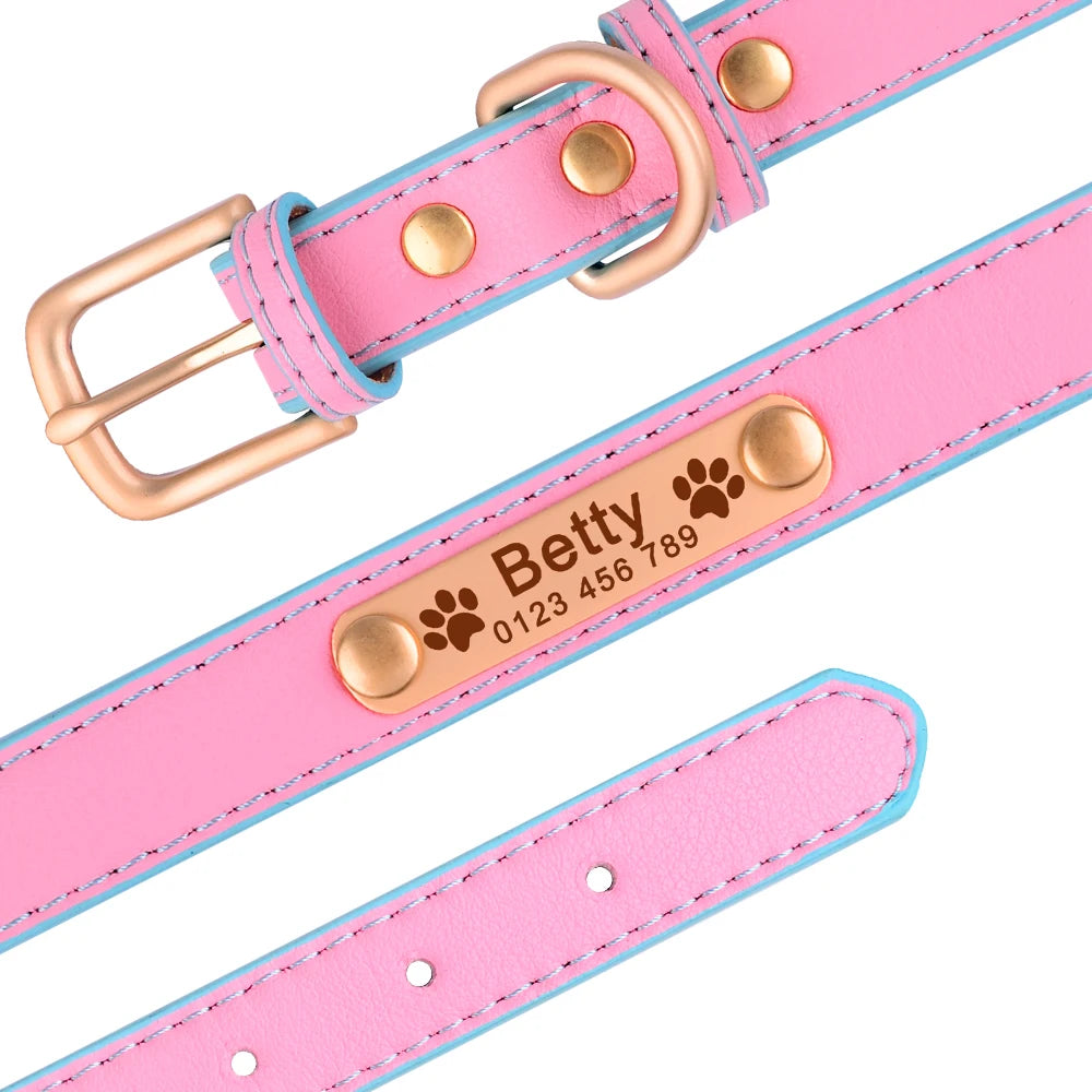 Hond Halsband Leer Dun – Gepersonaliseerde en Verstelbare Hondenhalsband met Naamplaat