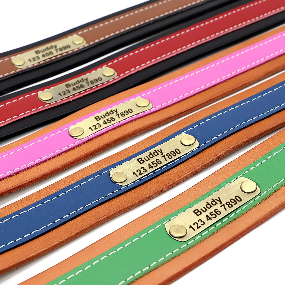 Hond Halsband Leer Zacht – Luxe en Gepersonaliseerde Hondenhalsband met Naam voor Grote Honden
