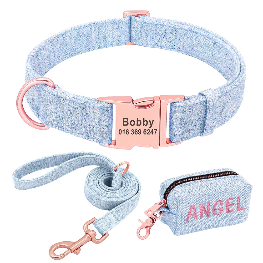 Hond Uitlaatset Gepersonaliseerd – Complete Honden Set met Halsband, Lijn en Poepzakhouder met Naam