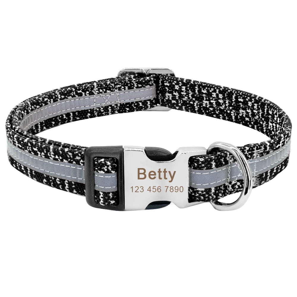 Hond Halsband Reflecterend – Gepersonaliseerde en Verstelbare Hondenhalsband met Naam en Zichtbaarheid