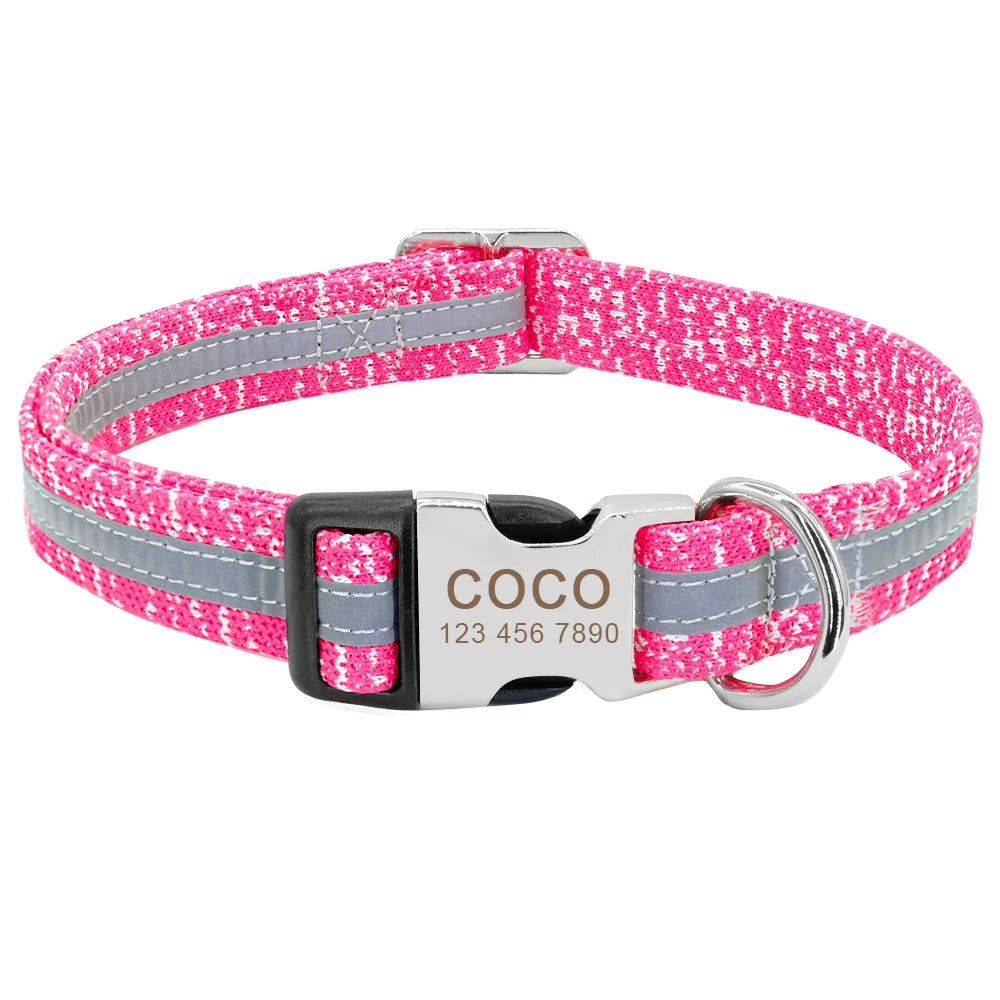 Hond Halsband Reflecterend – Gepersonaliseerde en Verstelbare Hondenhalsband met Naam en Zichtbaarheid
