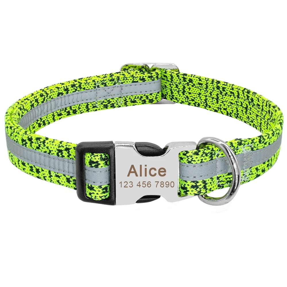 Hond Halsband Reflecterend – Gepersonaliseerde en Verstelbare Hondenhalsband met Naam en Zichtbaarheid
