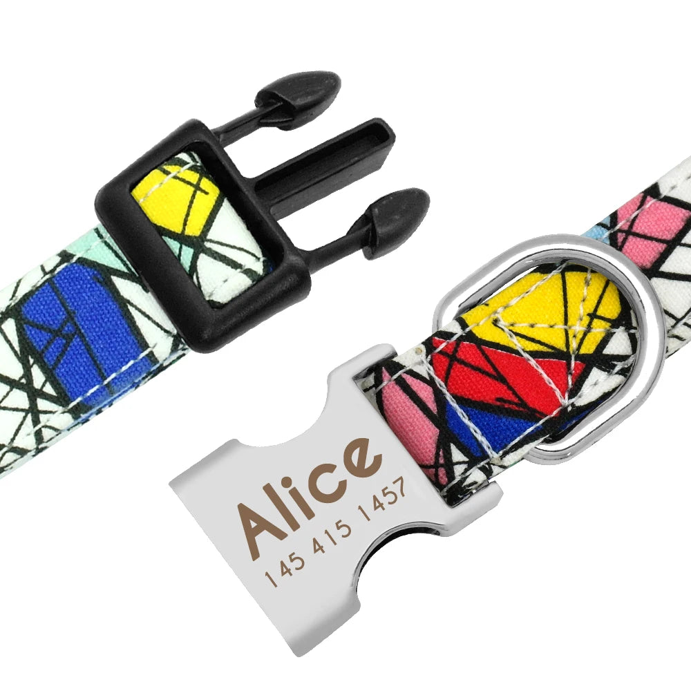 Hondenhalsband Gepersonaliseerd Verstelbaar Nylon – Kleurrijk en Veilig