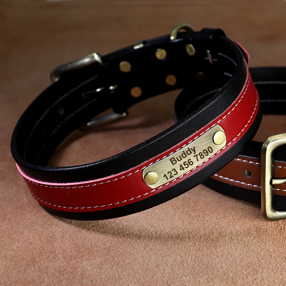 Hond Halsband Leer Zacht – Luxe en Gepersonaliseerde Hondenhalsband met Naam voor Grote Honden