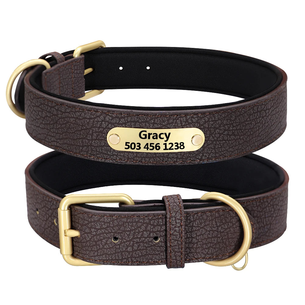 Luxe Gepersonaliseerde Leren Halsband – Comfort & Stijl