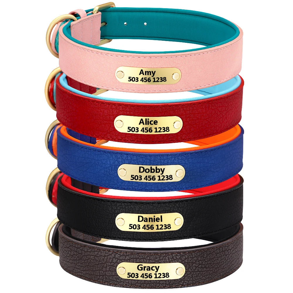 Luxe Gepersonaliseerde Leren Halsband – Comfort & Stijl