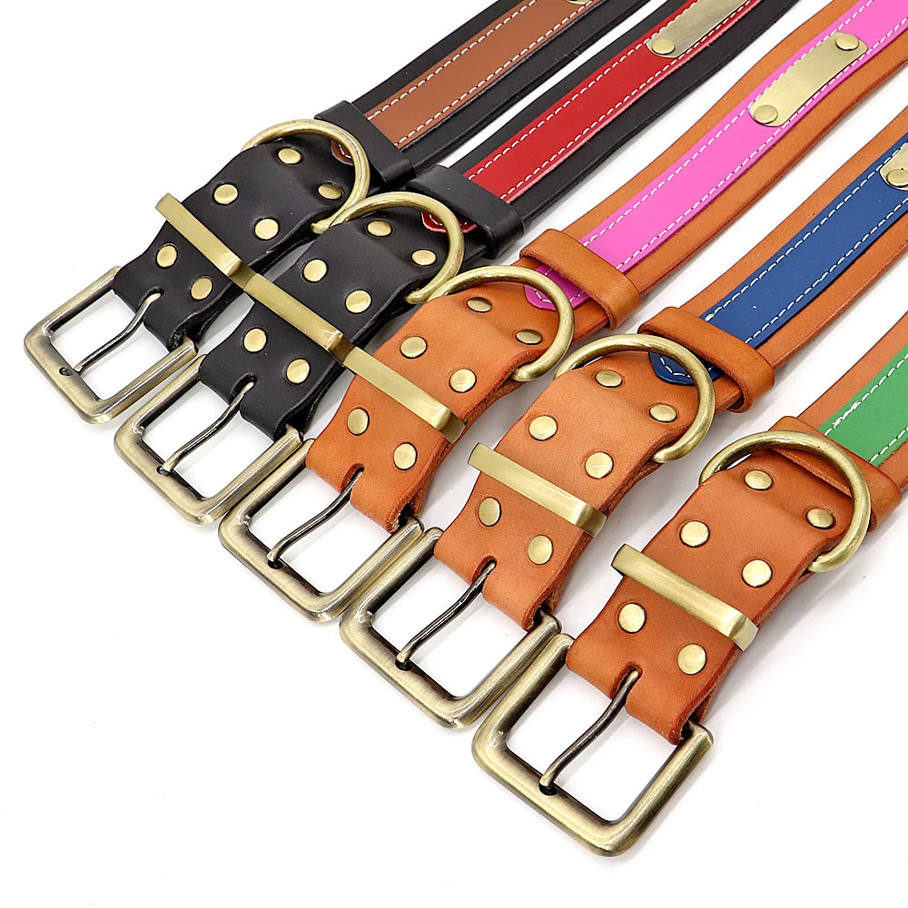 Hond Halsband Leer Zacht – Luxe en Gepersonaliseerde Hondenhalsband met Naam voor Grote Honden