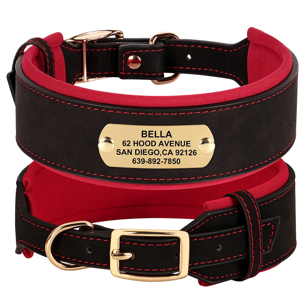 Personalisiertes Hundehalsband aus Leder – Weich, breit und bequem für Ihren großen Vierbeiner