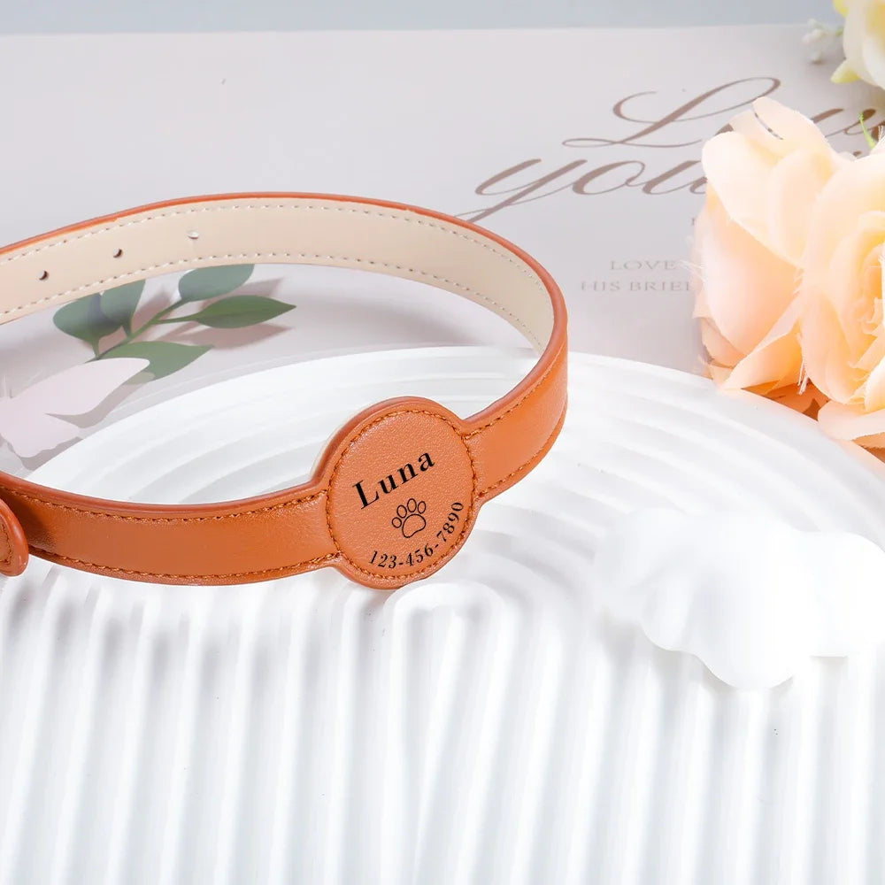 Hondenhalsband Gepersonaliseerd Leer voor AirTag – Veilig & Stijlvol
