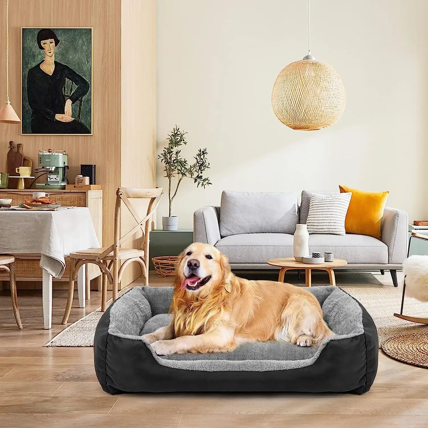 Komfortables Hundebett für große Hunde – Kopf- und Nackenstütze
