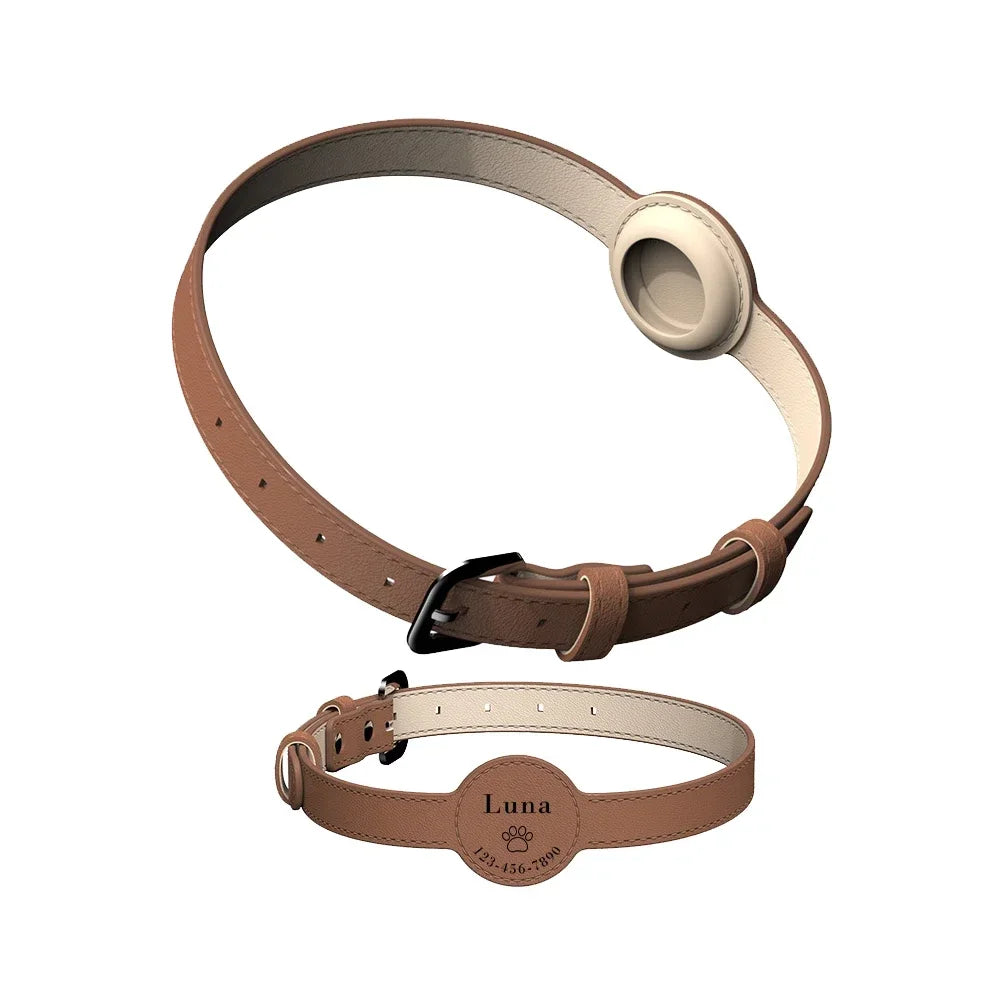 Hondenhalsband Gepersonaliseerd Leer voor AirTag – Veilig & Stijlvol
