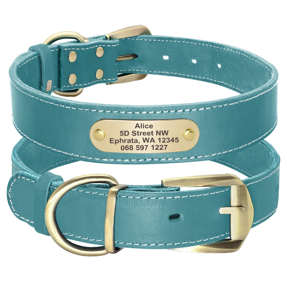 Hond Halsband Leer Gepersonaliseerd – Brede en Verstelbare Leren Hondenhalsband met Naam