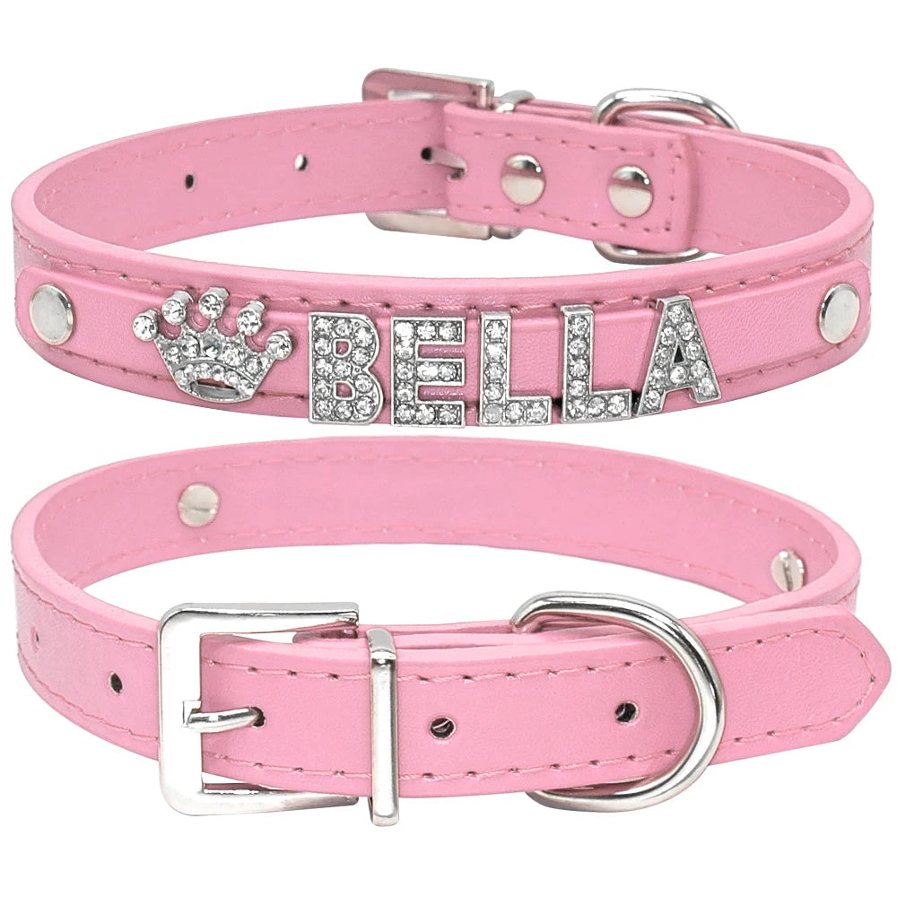 Hond Halsband Zilver Gepersonaliseerd – Hondenhalsband met Naamletters, Charms en Glinsterende Details