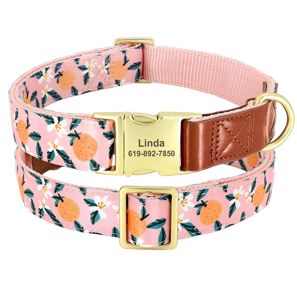 Mooie Gepersonaliseerde Halsband met Bloemenprint – Stijl en Veiligheid voor Jouw Hond