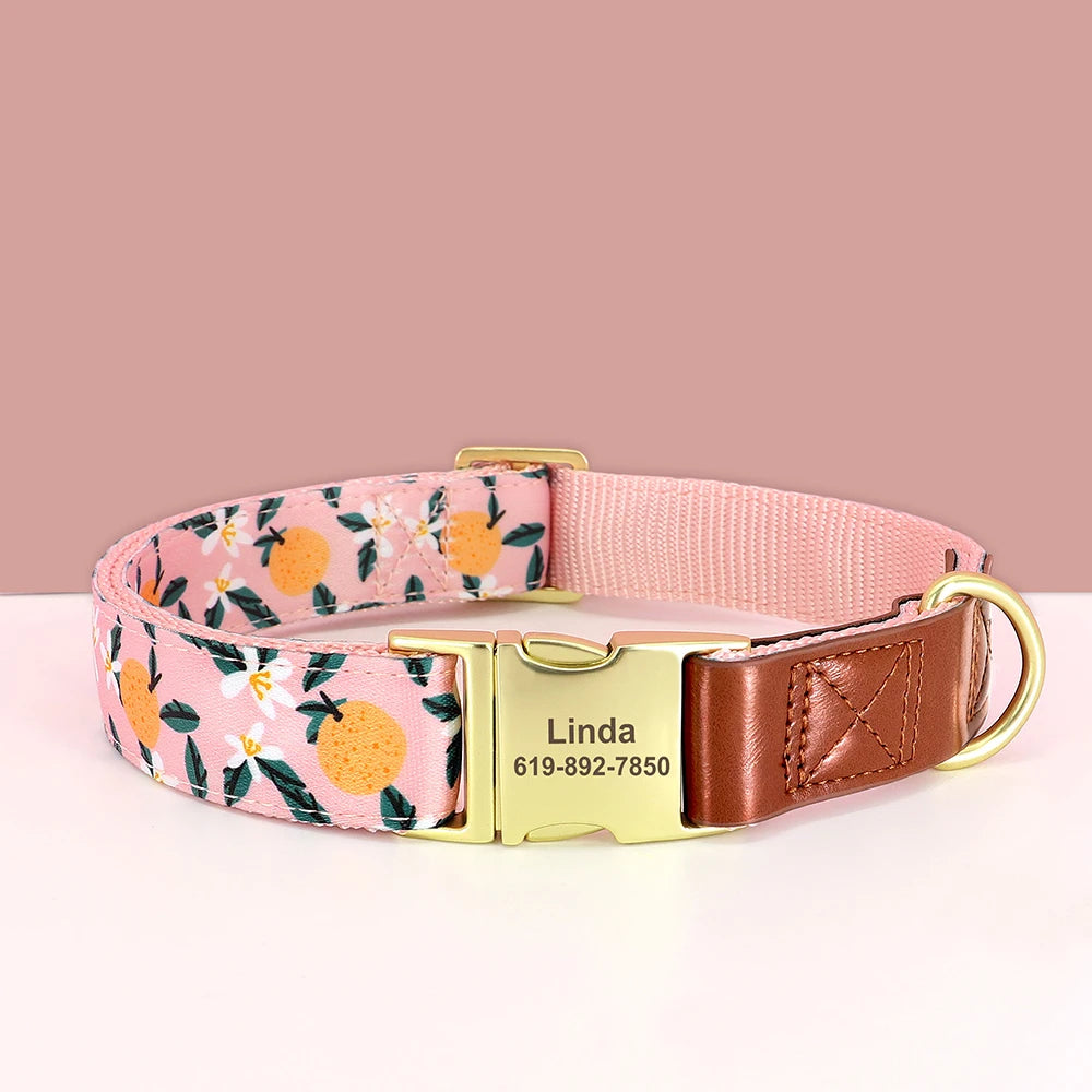 Mooie Gepersonaliseerde Halsband met Bloemenprint – Stijl en Veiligheid voor Jouw Hond