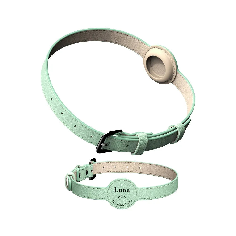 Hondenhalsband Gepersonaliseerd Leer voor AirTag – Veilig & Stijlvol