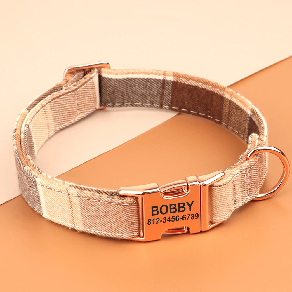 Personalisiertes kariertes Halsband mit Schleife – Stilvoller und bequemer Look für Ihr Haustier