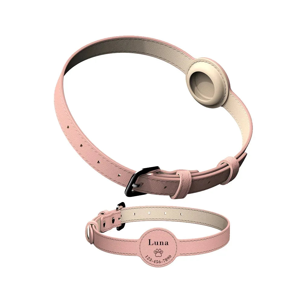 Hondenhalsband Gepersonaliseerd Leer voor AirTag – Veilig & Stijlvol
