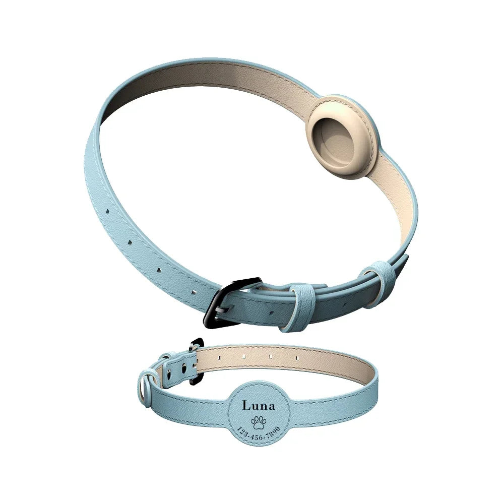 Hondenhalsband Gepersonaliseerd Leer voor AirTag – Veilig & Stijlvol