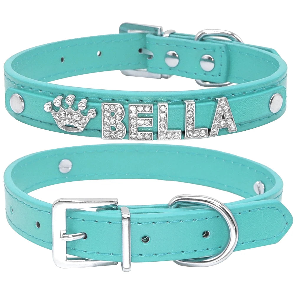 Hond Halsband Zilver Gepersonaliseerd – Hondenhalsband met Naamletters, Charms en Glinsterende Details