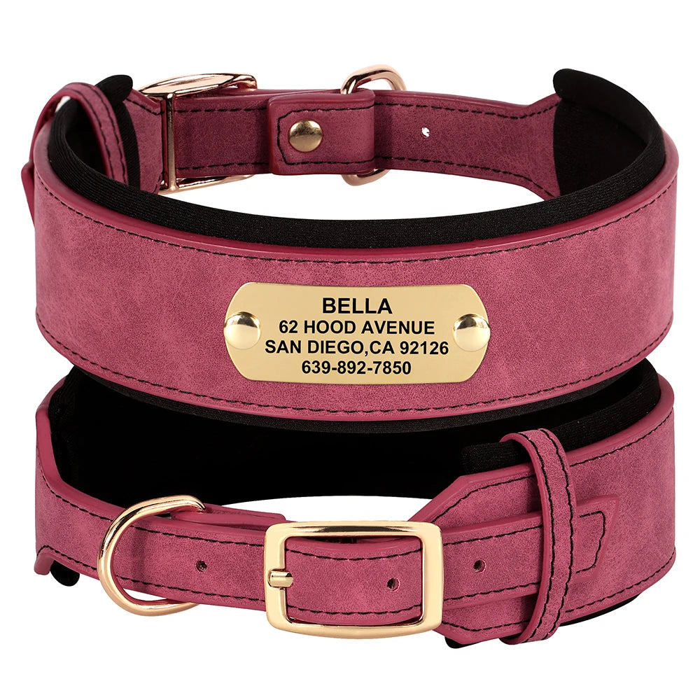 Personalisiertes Hundehalsband aus Leder – Weich, breit und bequem für Ihren großen Vierbeiner