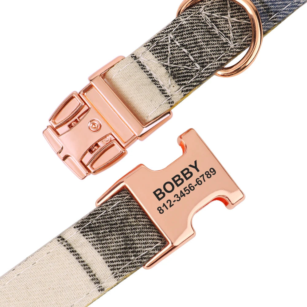 Personalisiertes kariertes Halsband mit Schleife – Stilvoller und bequemer Look für Ihr Haustier