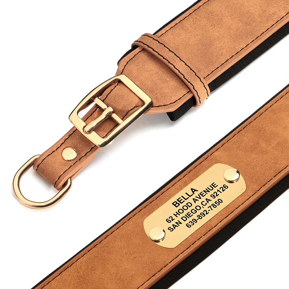 Personalisiertes Hundehalsband aus Leder – Weich, breit und bequem für Ihren großen Vierbeiner