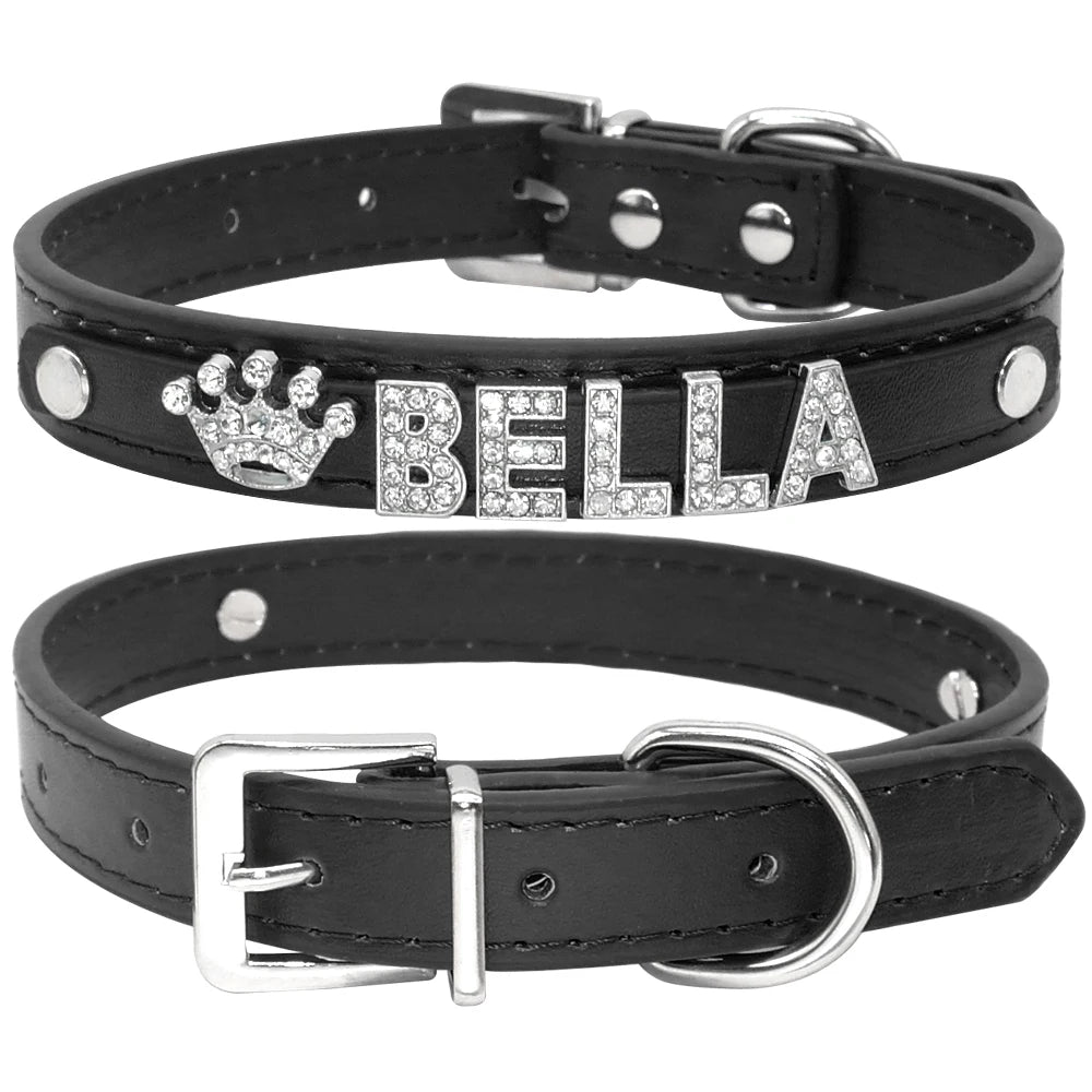 Hond Halsband Zilver Gepersonaliseerd – Hondenhalsband met Naamletters, Charms en Glinsterende Details