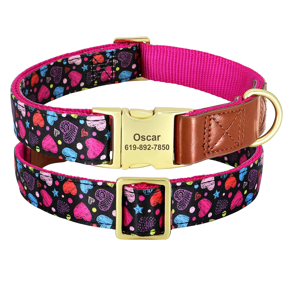 Mooie Gepersonaliseerde Halsband met Bloemenprint – Stijl en Veiligheid voor Jouw Hond