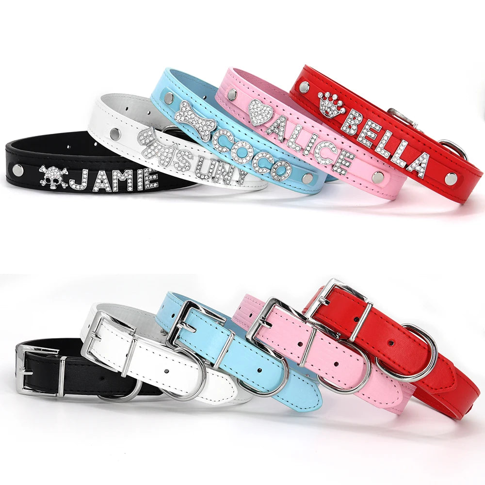 Hond Halsband Zilver Gepersonaliseerd – Hondenhalsband met Naamletters, Charms en Glinsterende Details
