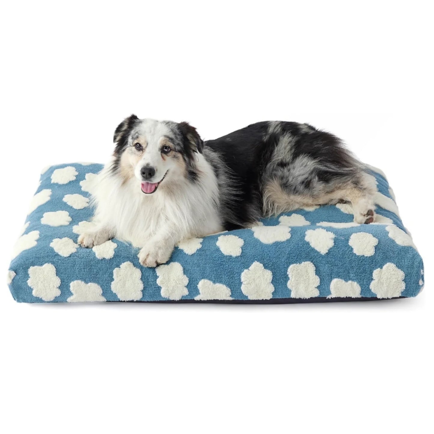 Modernes Hundebett mit Wolkendruck – weich, stützend und waschbar