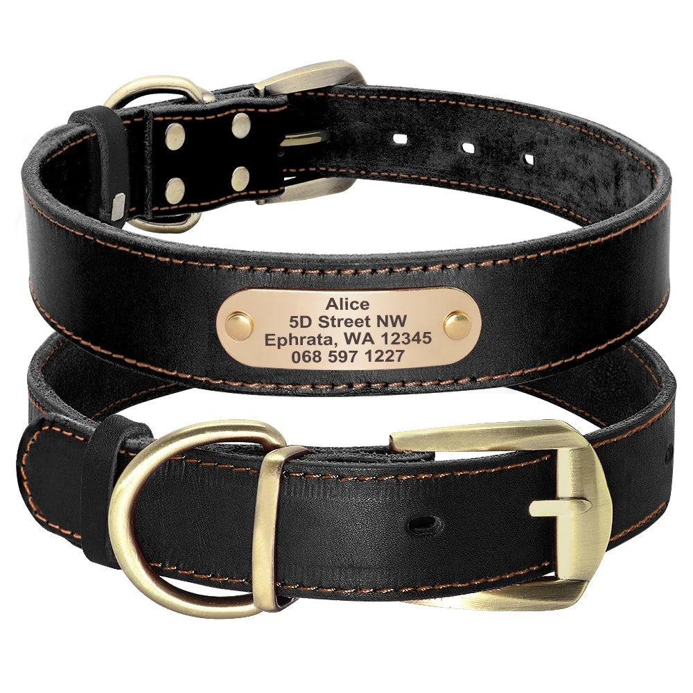 Hond Halsband Leer Gepersonaliseerd – Brede en Verstelbare Leren Hondenhalsband met Naam