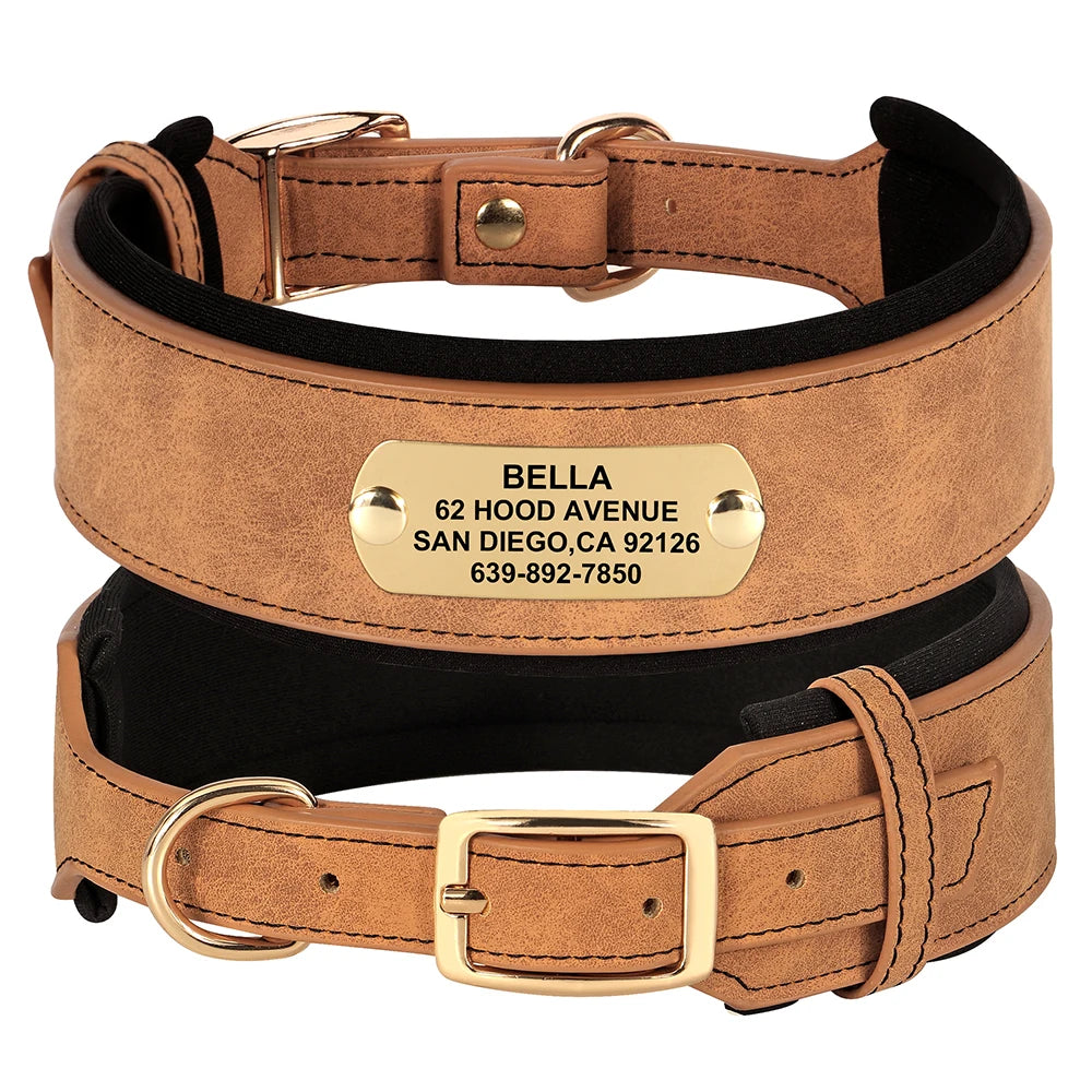 Personalisiertes Hundehalsband aus Leder – Weich, breit und bequem für Ihren großen Vierbeiner