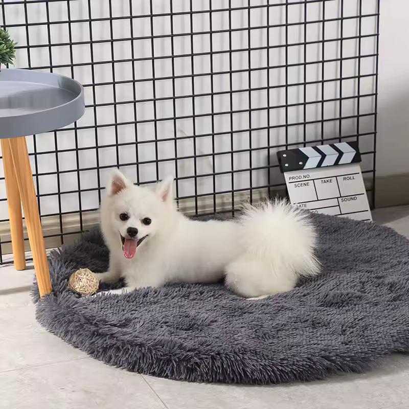 Runde, flauschige Plüschdecke – weich, warm und bequem für Ihren Hund
