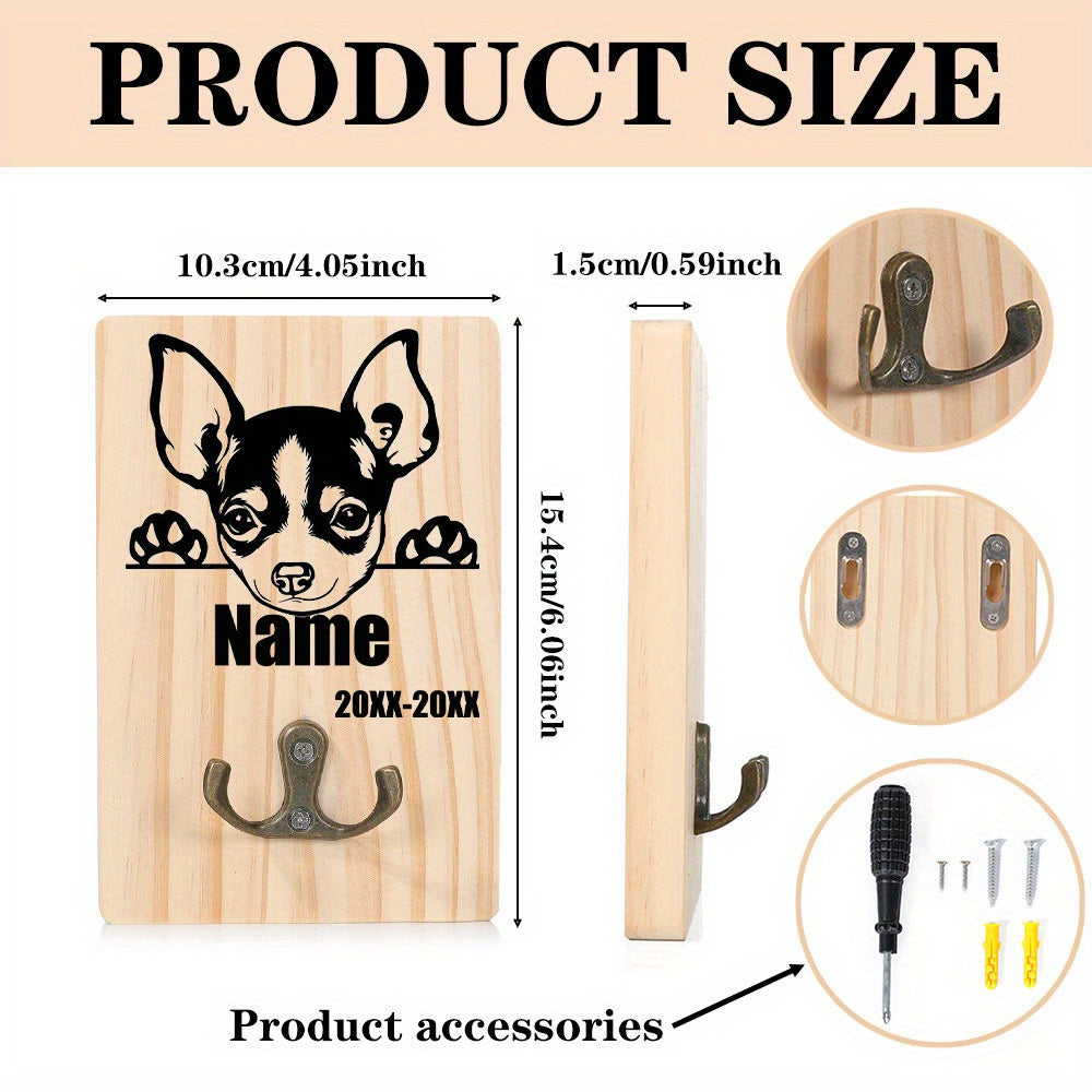 Honden Riemhouder Hout – Gepersonaliseerd met Naam en Geboortedatum