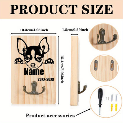 Honden Riemhouder Hout – Gepersonaliseerd met Naam en Geboortedatum