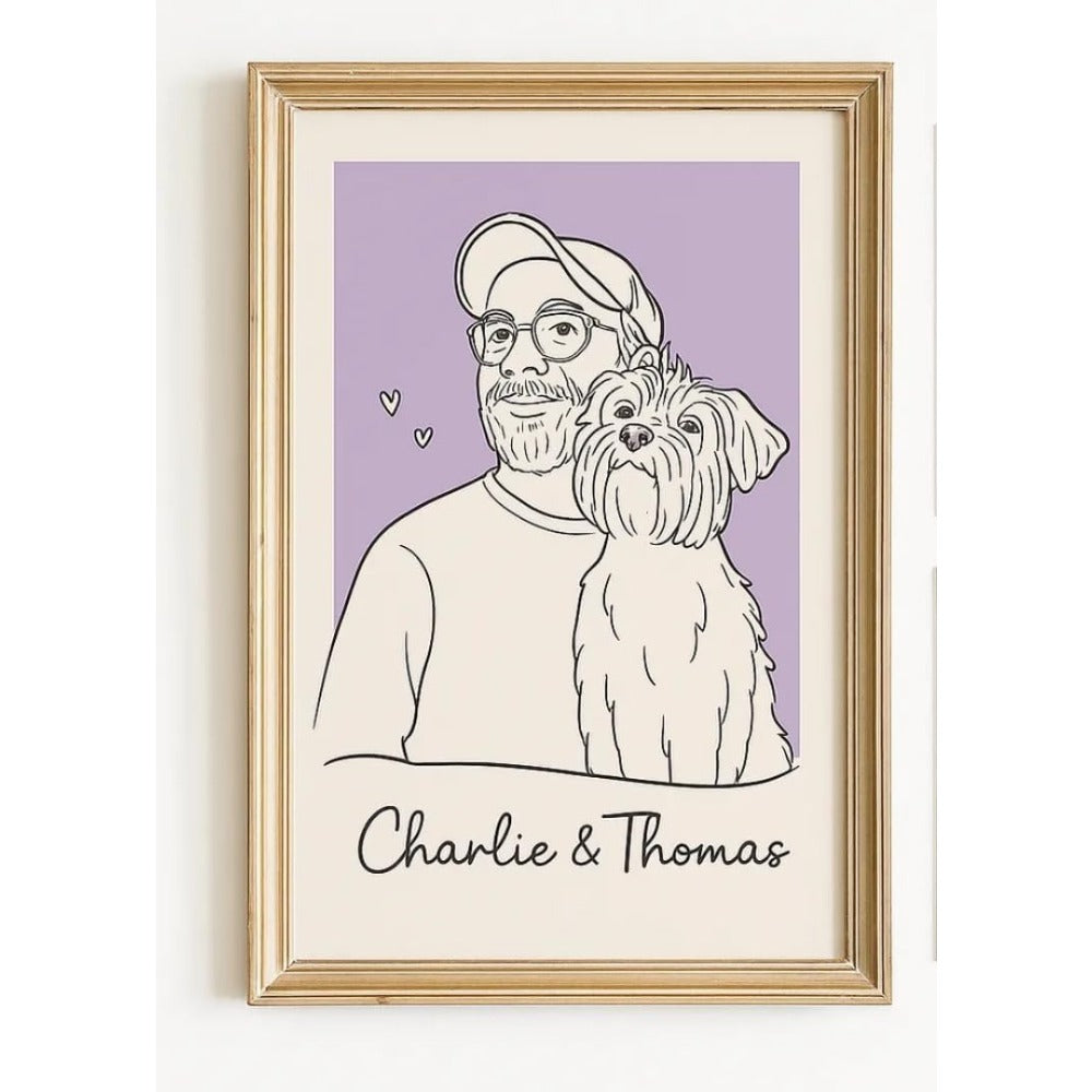 Hunde-Poster mit Foto – Einzigartige Strichzeichnung deines Hundes