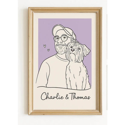 Hunde-Poster mit Foto – Einzigartige Strichzeichnung deines Hundes
