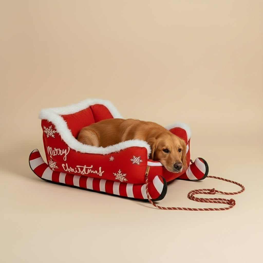 Hondenbed Rendierslee – Warm, Zacht en Vol Kerstsfeer
