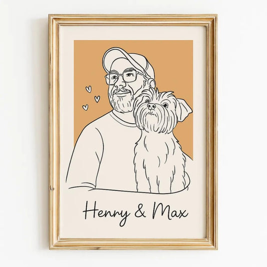 Hunde-Poster mit Foto – Einzigartige Strichzeichnung deines Hundes