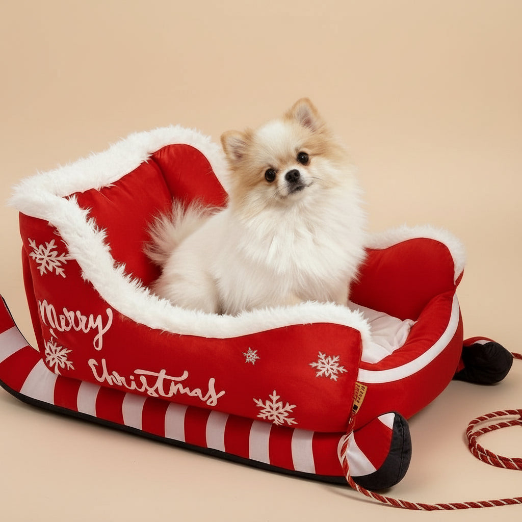 Hondenbed Rendierslee – Warm, Zacht en Vol Kerstsfeer