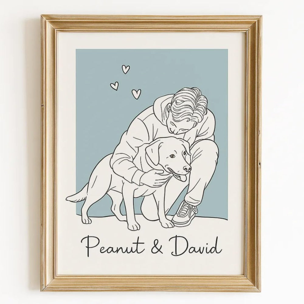 Hunde-Poster mit Foto – Einzigartige Strichzeichnung deines Hundes