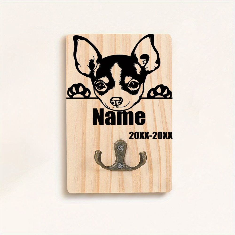 Honden Riemhouder Hout – Gepersonaliseerd met Naam en Geboortedatum